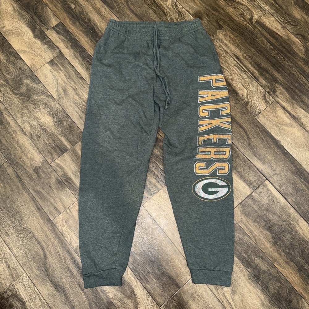 Green Bay Packers Fleece Tapered Jogger Sweatpants Men's Size M Green Sleepwear